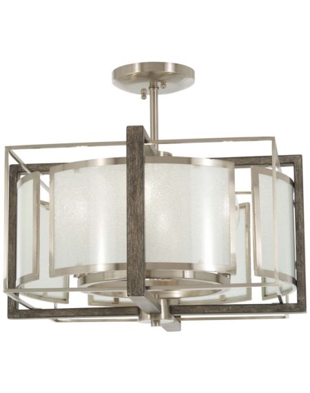 Minka Lavery Tyson'S Gate 4 Light 17 Inch Pendant Light in Brushed Nickel with Shale Wood
