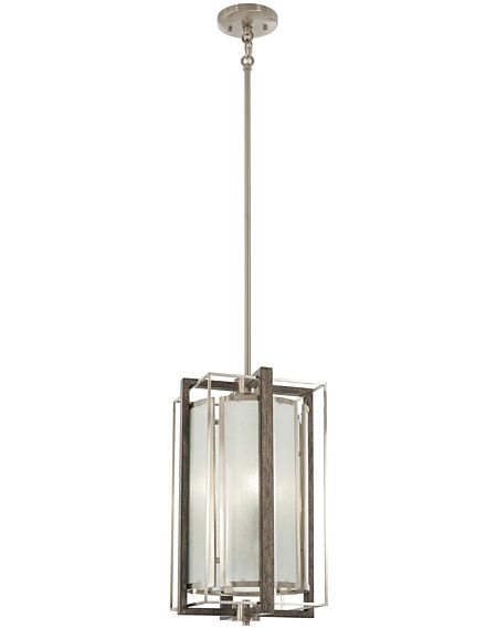 Minka Lavery Tyson'S Gate 4 Light 10 Inch Pendant Light in Brushed Nickel with Shale Wood