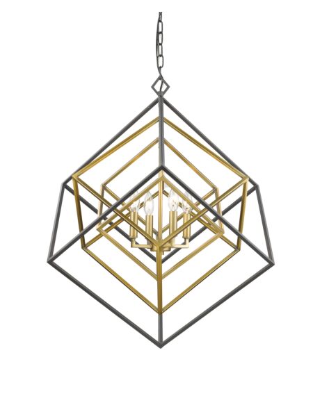 Z-Lite Euclid 4-Light Chandelier In Olde Brass With Bronze