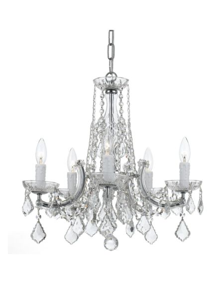 Crystorama Traditional Crystal 5 Light 19 Inch Chandelier in Polished Chrome with Hand Cut Crystal Crystals