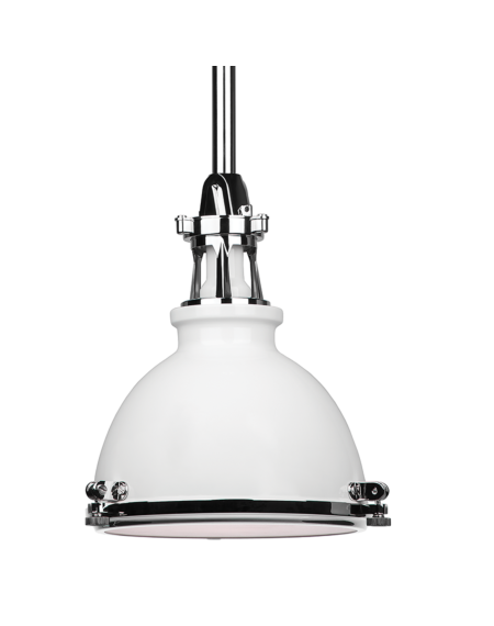  Massena Pendant Light in White and Polished Nickel