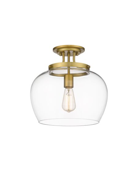 Z-Lite Joliet 1-Light Semi Flush Mount Ceiling Light In Olde Brass