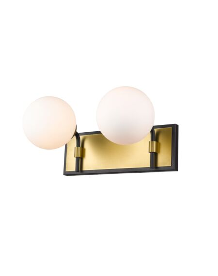 Z-Lite Parsons 2-Light Bathroom Vanity Light In Matte Black With Olde Brass
