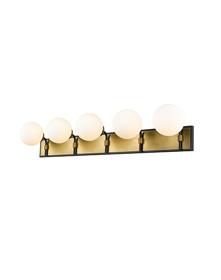 Z-Lite Parsons 5-Light Bathroom Vanity Light In Matte Black With Olde Brass