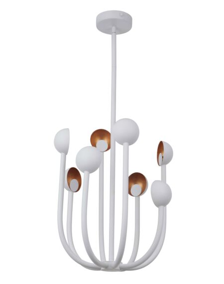 Craftmade Foundry 8-Light Modern Chandelier in Matte White with Gold Leaf