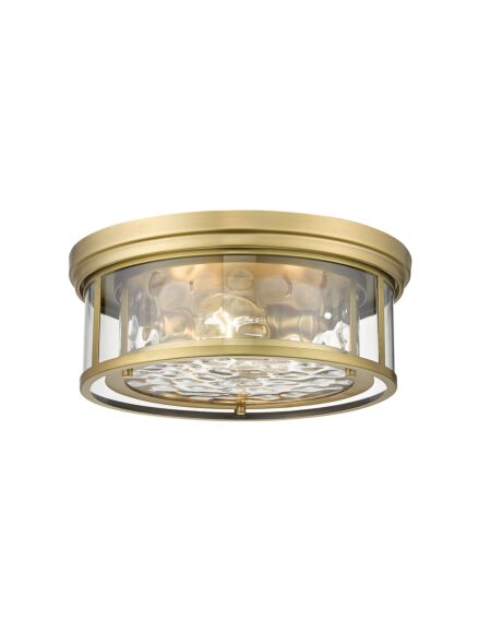 Z-Lite Clarion 3-Light Flush Mount Ceiling Light In Rubbed Brass