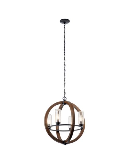  Grand Bank Outdoor Rustic Chandelier in Auburn Stained Finish