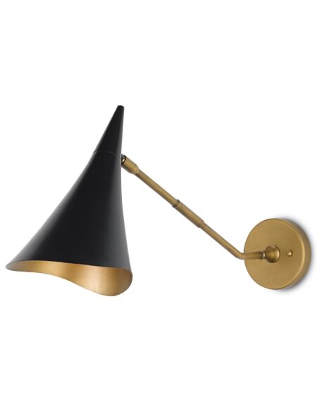 Currey & Company 12" Library Wall Sconce in Oil Rubbed Bronze and Antique Brass