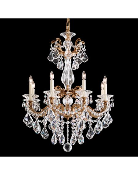 La Scala 8-Light Chandelier in Florentine Bronze with Clear Heritage Crystals
