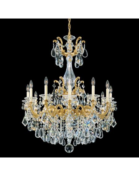 La Scala 12-Light Chandelier in Heirloom Gold with Clear Heritage Crystals
