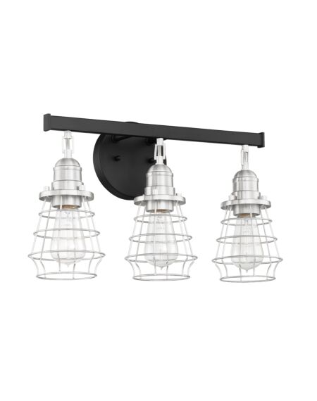 Craftmade Thatcher 3 Light 19 Inch Bathroom Vanity Light in Flat Black with Brushed Polished Nickel