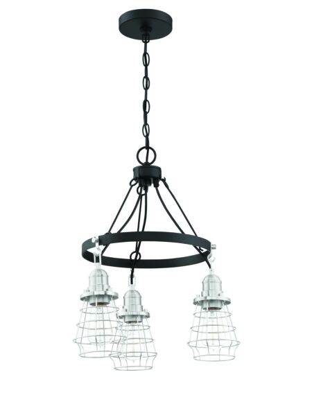 Craftmade Thatcher 3-Light Transitional Chandelier in Flat Black with Brushed Polished Nickel