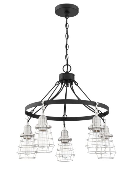 Craftmade Thatcher 5-Light Transitional Chandelier in Flat Black with Brushed Polished Nickel