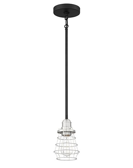 Craftmade Thatcher 9 Inch Mini Pendant in Flat Black with Brushed Polished Nickel