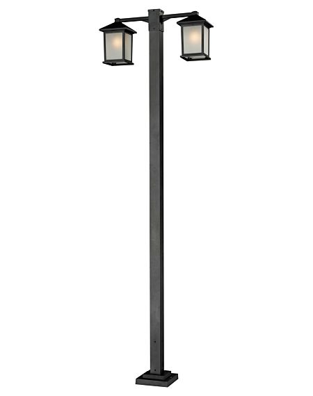 Z-Lite Holbrook 2-Light Outdoor Post Mounted Fixture Light In Black