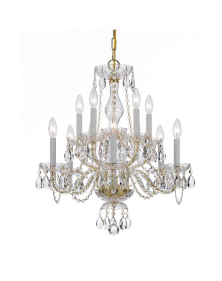 Crystorama Traditional Crystal 10 Light 25 Inch Traditional Chandelier in Polished Brass with Clear Spectra Crystals