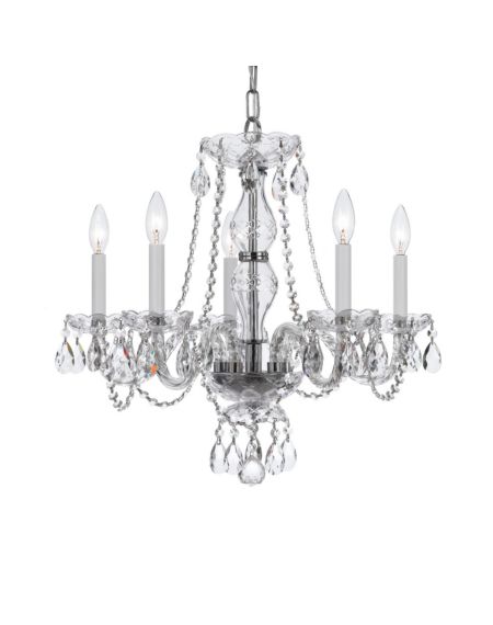 Crystorama Traditional Crystal 5 Light 22 Inch Traditional Chandelier in Polished Chrome with Clear Hand Cut Crystals
