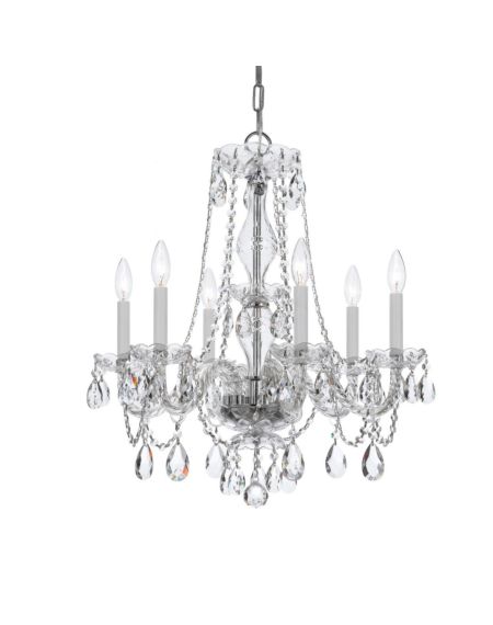 Crystorama Traditional Crystal 6 Light 25 Inch Traditional Chandelier in Polished Chrome with Clear Hand Cut Crystals