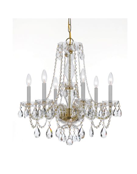 Crystorama Traditional Crystal 6 Light 25 Inch Traditional Chandelier in Polished Brass with Clear Swarovski Strass Crystals