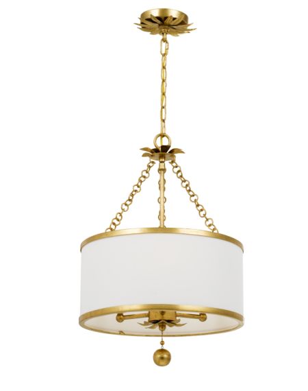 Crystorama Broche 3 Light 20 Inch Traditional Chandelier in Antique Gold