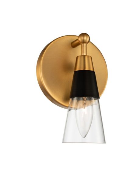 Kalco Ponti Bathroom Vanity Light in Matte Black with New Brass