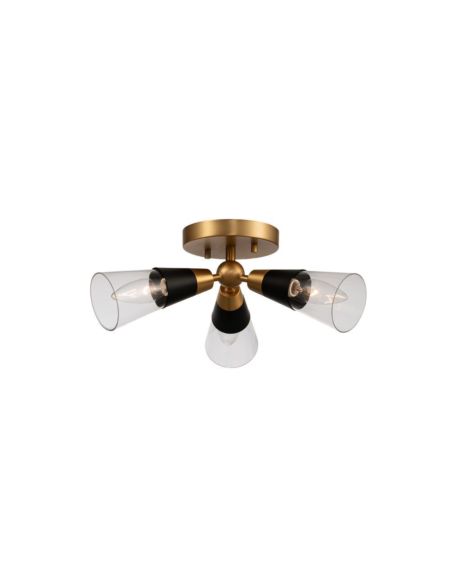  Ponti Ceiling Light in Matte Black with New Brass