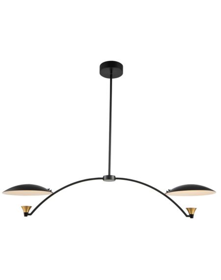 Kalco Redding Pendant Light in Matte Black with White and Brass Accent