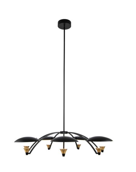  Redding Chandelier in Matte Black with White and Brass Accent