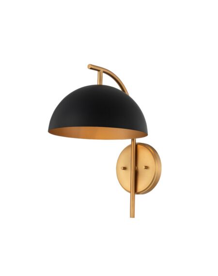 Marcel 1-Light Wall Sconce in Matte Black w with New Brass