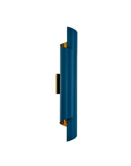 Kalco Piaga Wall Sconce in Matte blue and polished brass