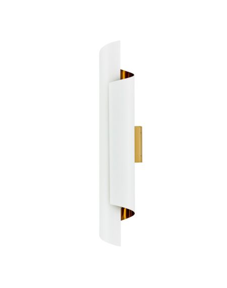 Kalco Piaga Wall Sconce in Matte White and pollished brass