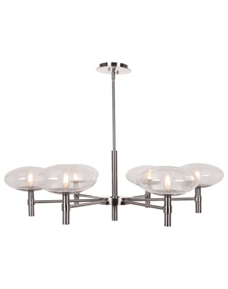 Access Grand 6 Light Contemporary Chandelier in Brushed Steel