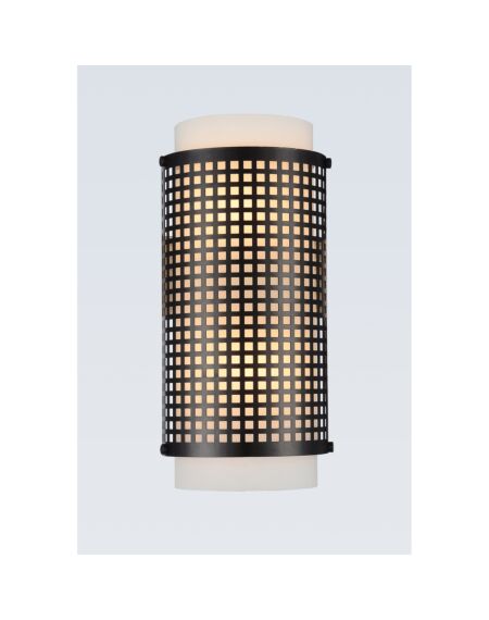 CWI Lighting Checkered 2 Light Wall Sconce with Black finish