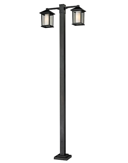 Z-Lite Mesa 2-Light Outdoor Post Mounted Fixture Light In Black