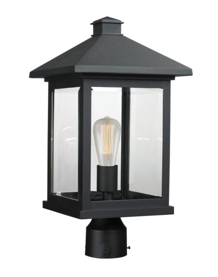 Z-Lite Portland 1-Light Outdoor Post Mount Fixture Light In Black