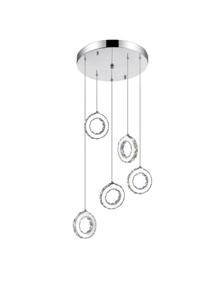 CWI Lighting Ring LED Multi Light Pendant with Chrome finish