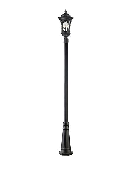 Z-Lite Doma 3-Light Outdoor Post Mounted Fixture Light In Black