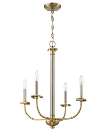 Craftmade Stanza 4-Light Chandelier in Brushed Polished Nickel with Satin Brass