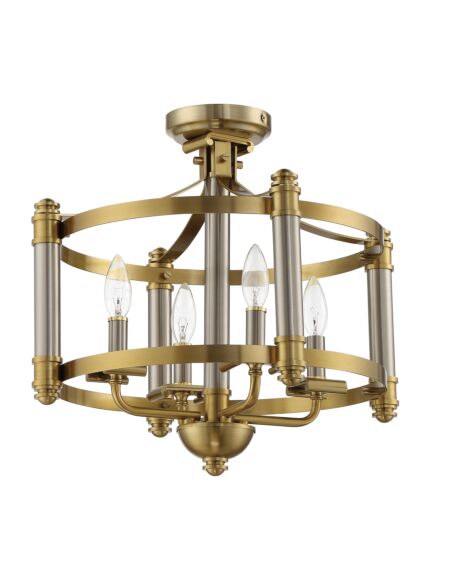 Craftmade Stanza 4-Light Ceiling Light in Brushed Polished Nickel with Satin Brass