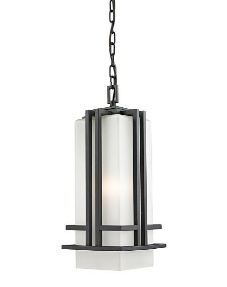 Z-Lite Abbey 1-Light Outdoor Chain Mount Ceiling Fixture Light In Black