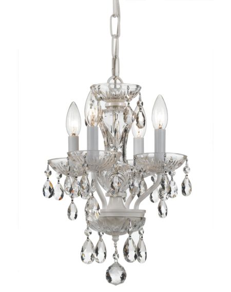  Traditional Crystal Mini Chandelier in Wet White with Clear Spectra Crystals