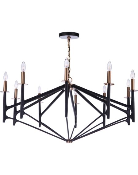 Craftmade The Reserve 10-Light Chandelier in Flat Black with Painted Nickel