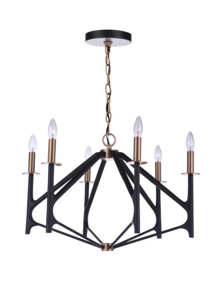 Craftmade The Reserve 6 Light Chandelier in Flat Black with Painted Nickel