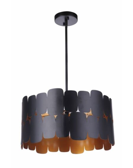 Craftmade Sabrina 1-Light Convertible Semi Flush in Flat Black with Gold Luster