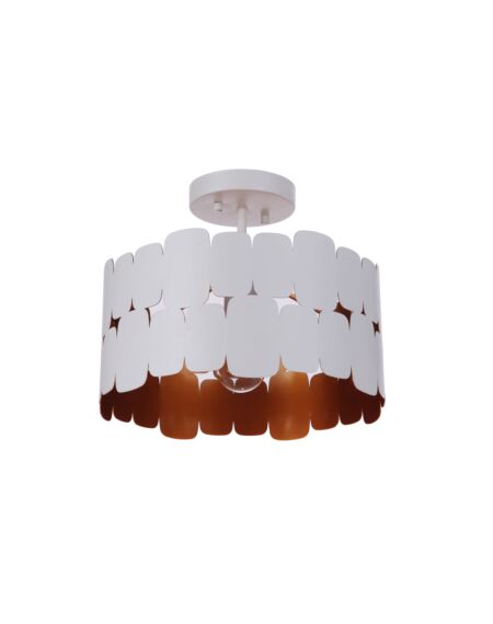 Craftmade Sabrina 1-Light Semi Flush in Matte White with Gold Luster