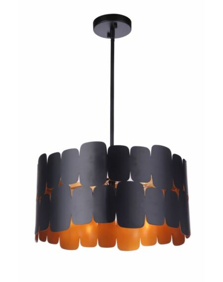 Craftmade Sabrina 4-Light Pendant in Flat Black with Gold Luster
