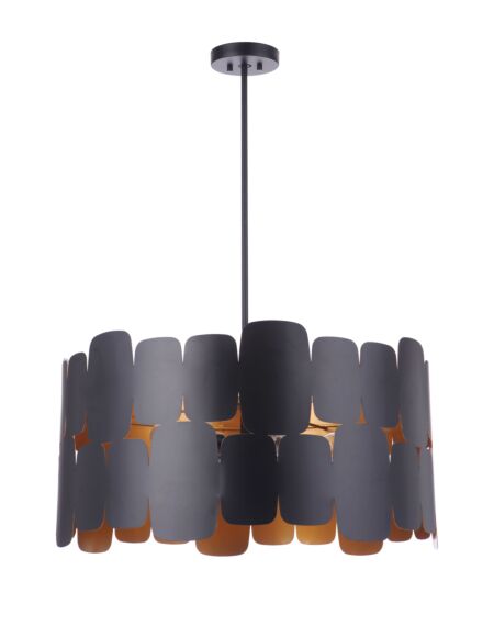 Craftmade Sabrina 5-Light Pendant in Flat Black with Gold Luster