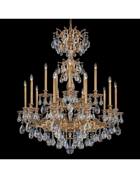 Milano 15-Light Chandelier in Florentine Bronze with Clear Crystals From Swarovski Crystals