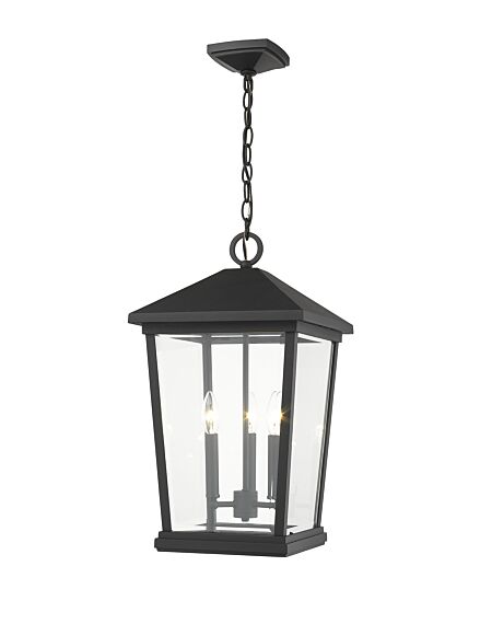 Z-Lite Beacon 3-Light Outdoor Chain Mount Ceiling Fixture Light In Black