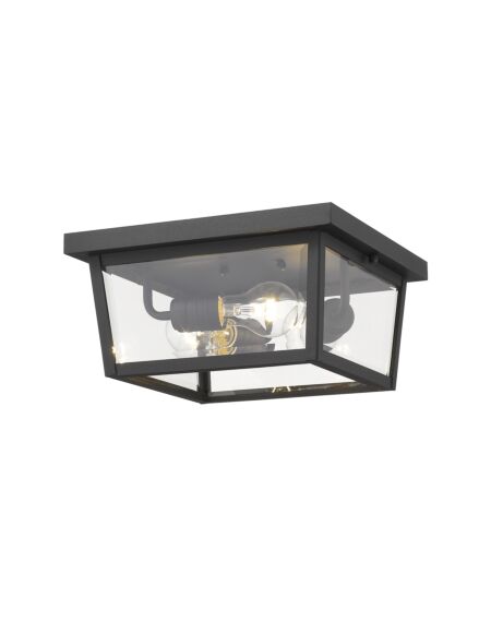 Z-Lite Beacon 3-Light Outdoor Flush Ceiling Mount Fixture Ceiling Light In Black